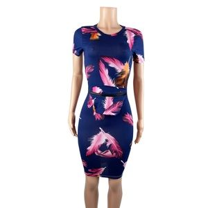 Go Your Own Way Feather Print Dress w/Matching Fanny Pack